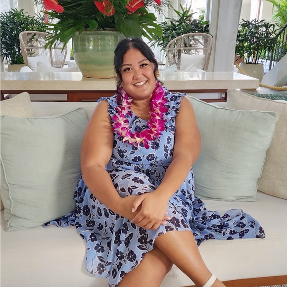 Eliza J Blue Floral Midi Dress - Picture 3 of 3